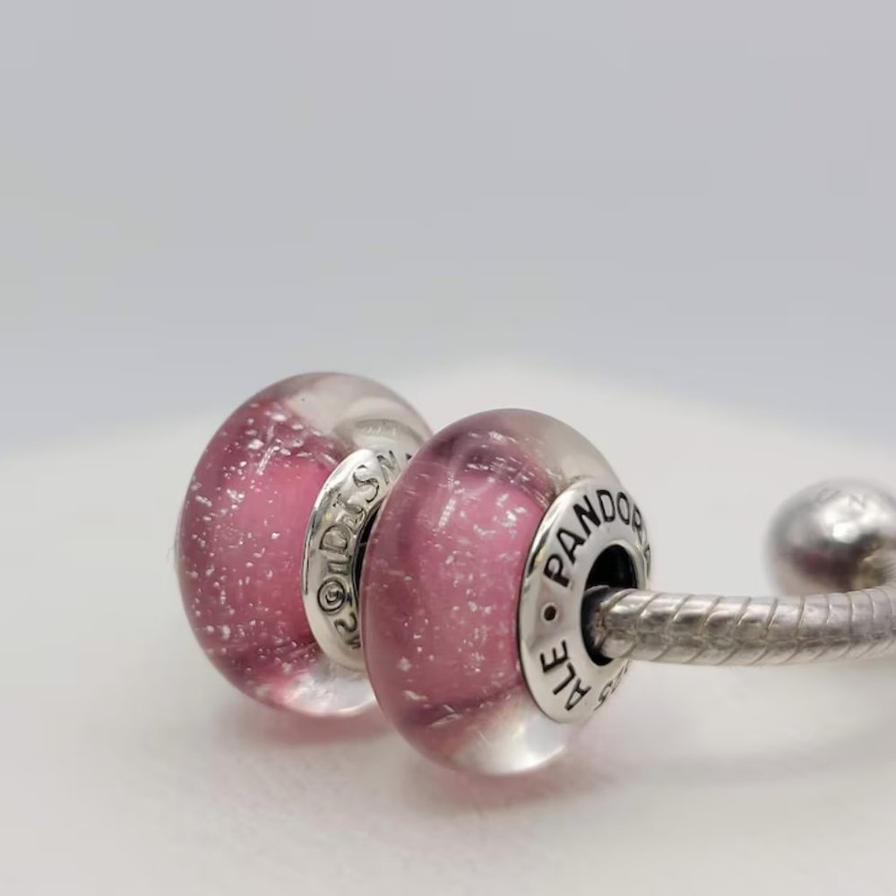 New Authentic Pandora Disney set of 2 charms Aurora signature murano